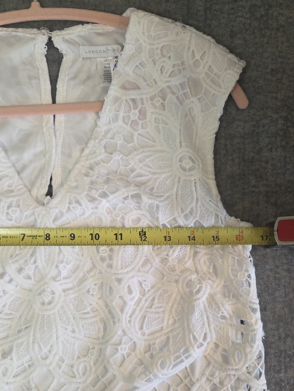 London Times White Floral Lace Mini Dress Size 4 - Picture 13 of 14